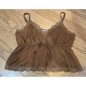 American Eagle Outfitters Brown Lace Trim Camisole Tank Top XS Adjustable Strap